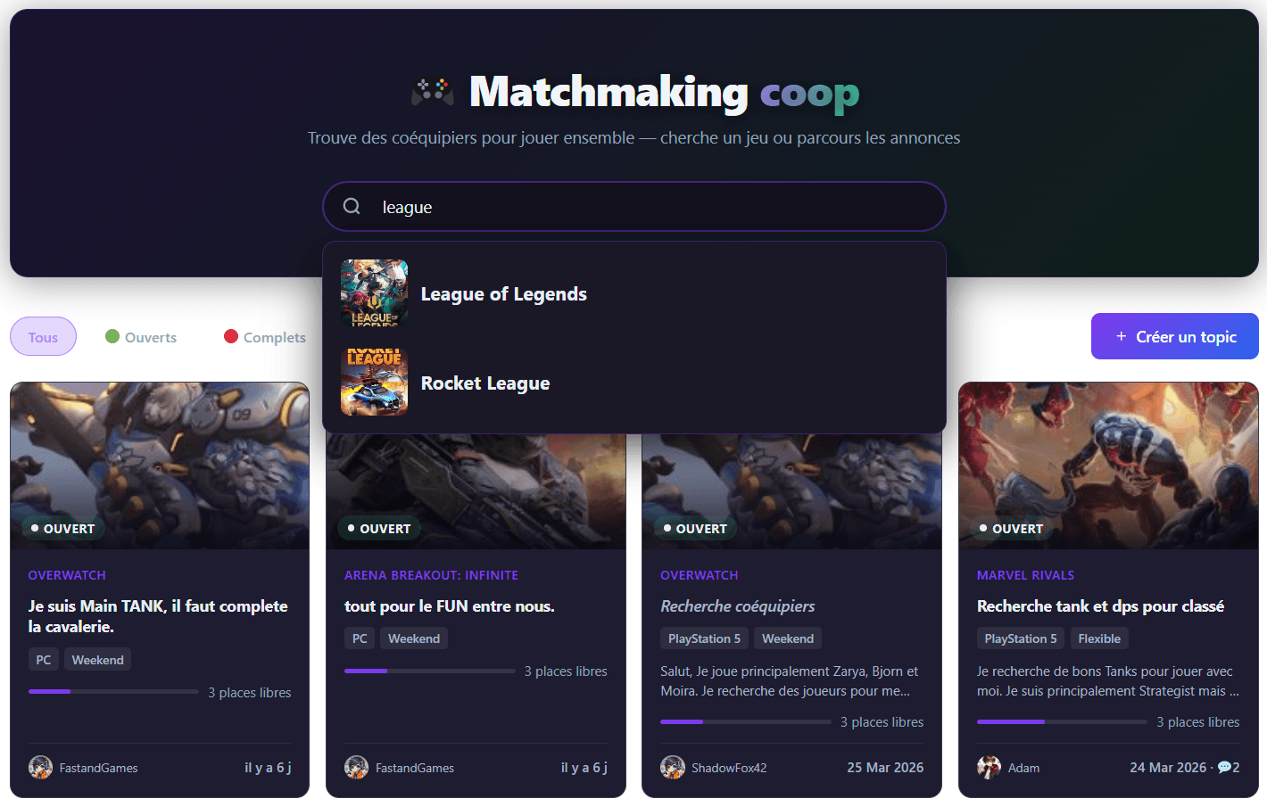 Trouver des joueurs league of legends
